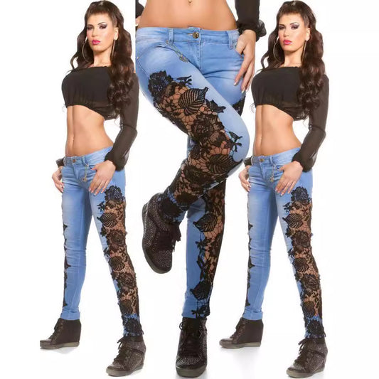 Women's Charming Casual Sexy Lace Cutout Jeans