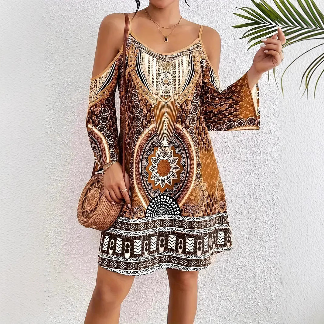 Summer Vacation Retro Half Sleeve Floral Dress