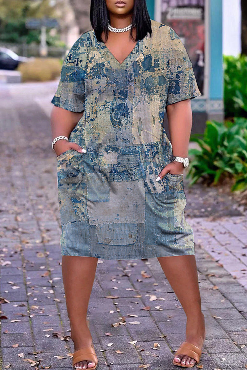 Women's Digital Printing Urban Leisure Loose Dress Dresses