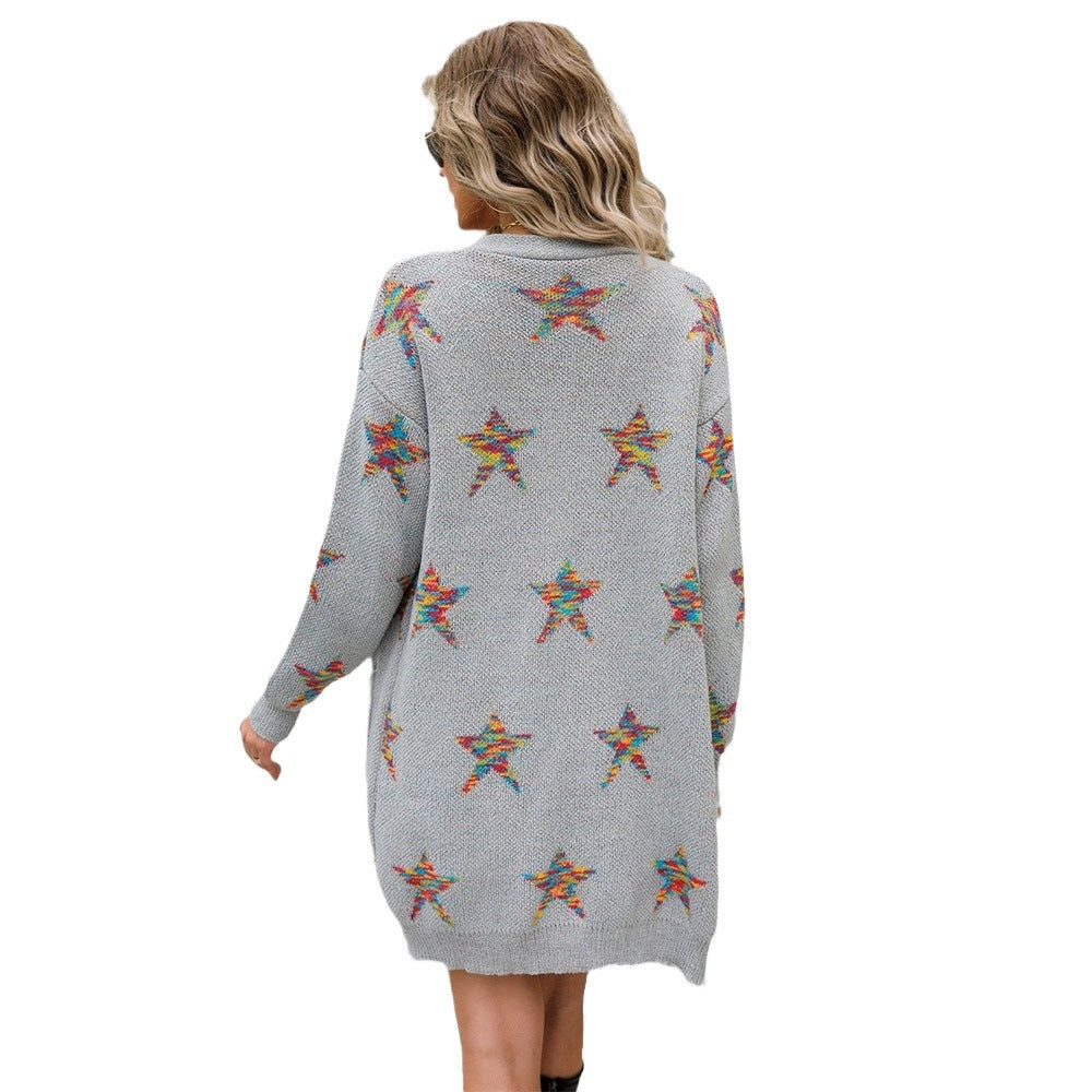 Type Long Sleeve Street Hipster Mid-length Five-pointed Star Fashion Women's Sweater