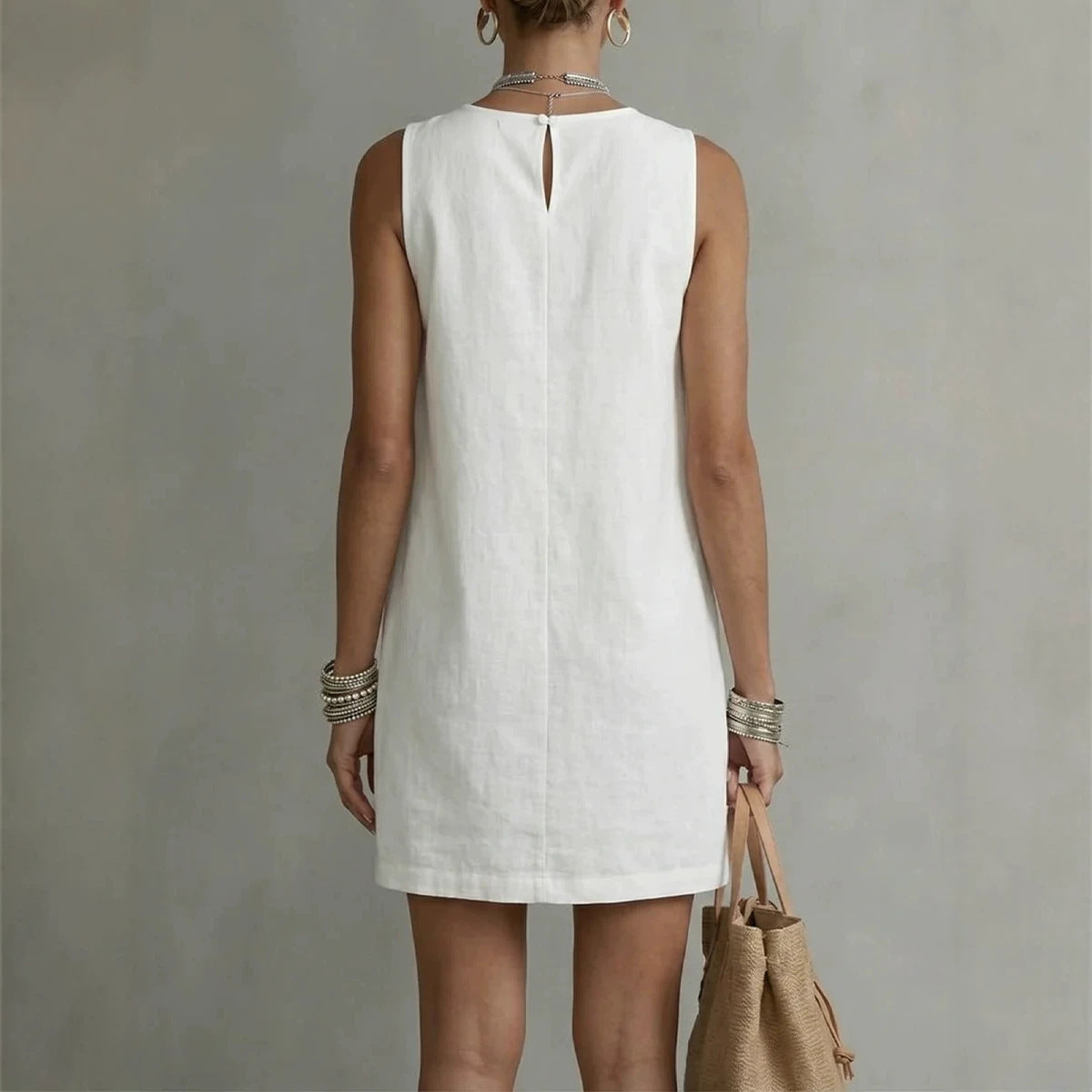 Women's Bohemian Loose-fitting Casual Sleeveless Pocket Solid Dress