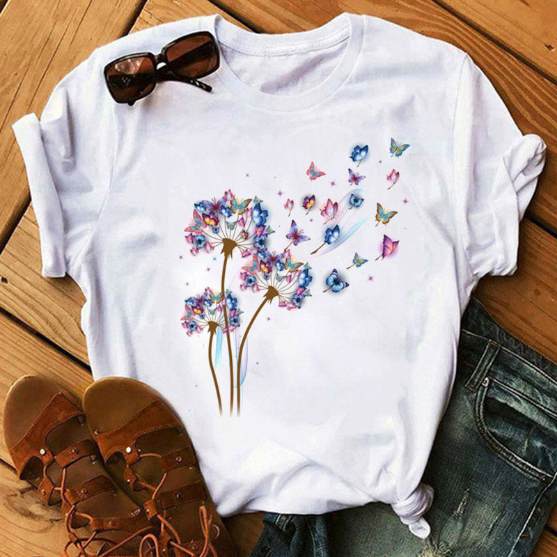 Women's Sleeve T-shirt Love Series Korean Style Blouses
