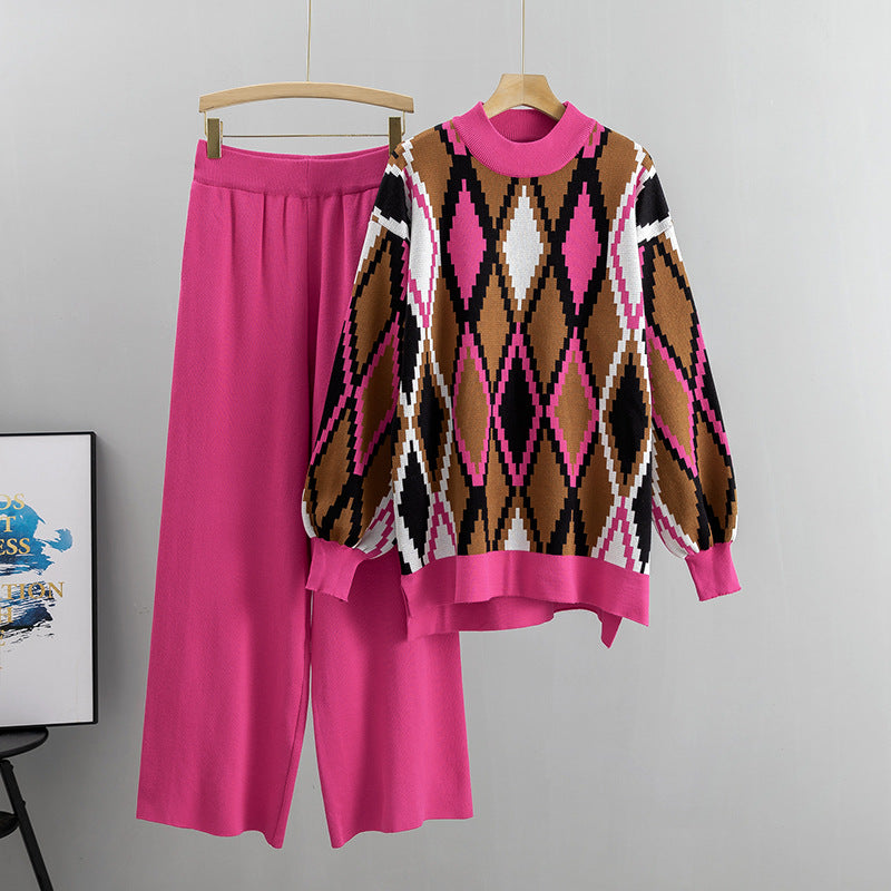 Women's Knitted Sports Leisure Stylish Loose Two-piece Fashion Casual Suit