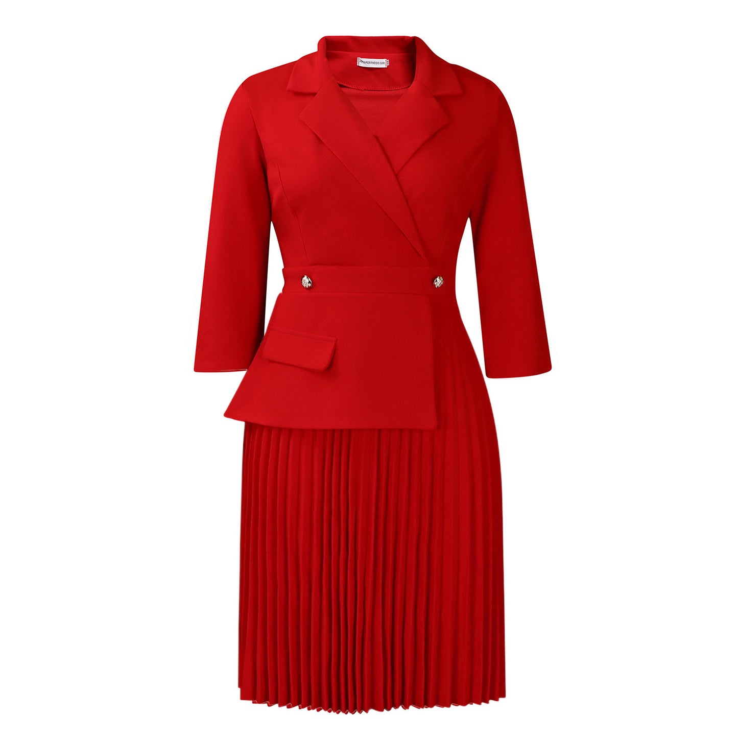 Women's Fashion Elegant Collar Solid Color Pleated Dresses