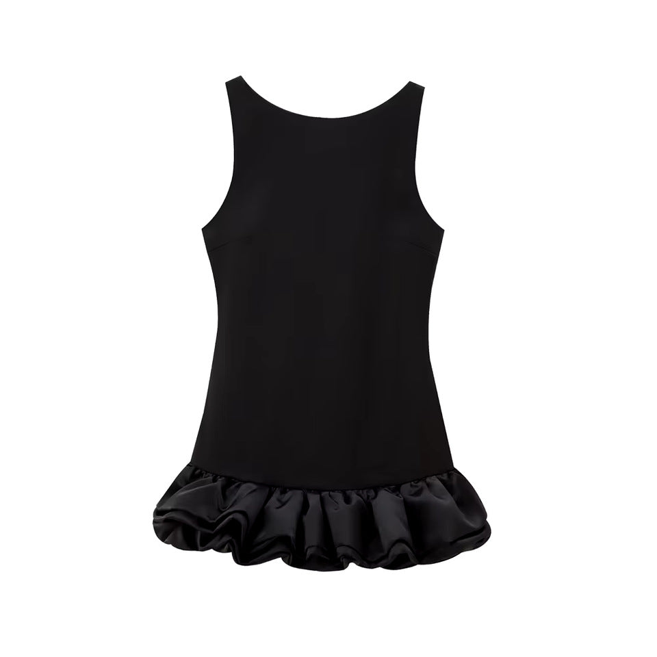 Women's Dress Ruffled Halter Spaghetti Straps Backless Dresses