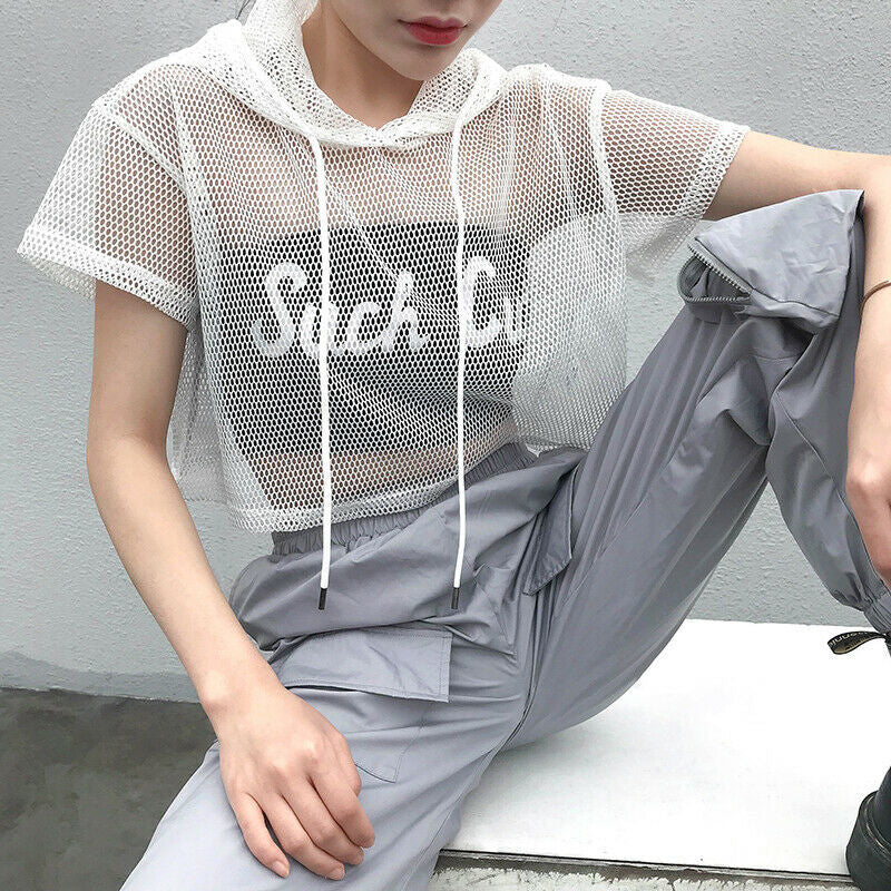 Women's Fashion Street Style Mesh Outerwear T-shirt Blouses