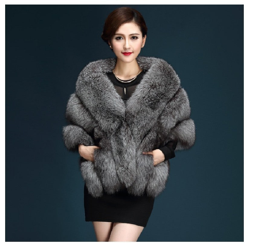 Women's Fur Shawl White Cloak Bridal Cape Coats