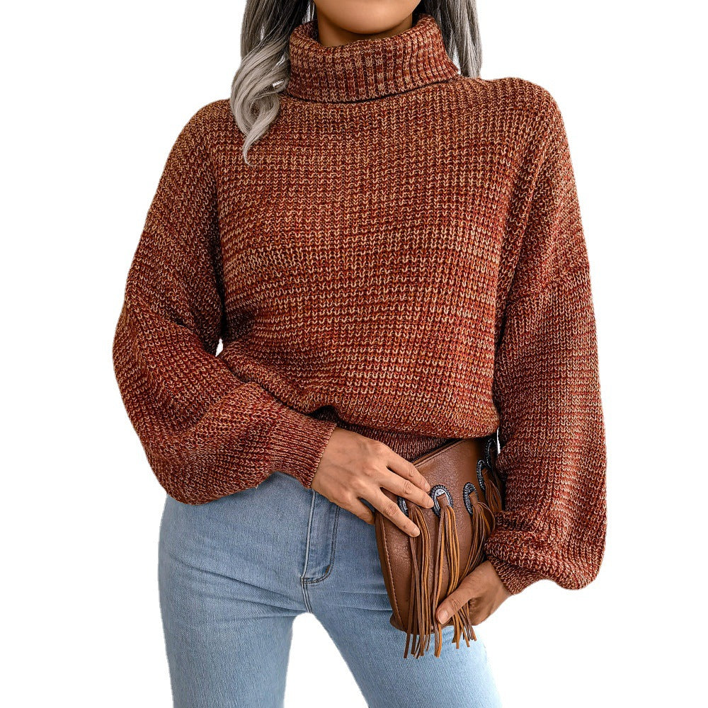 Women's Wind Color Mixing Lantern Long Sleeve Clothing