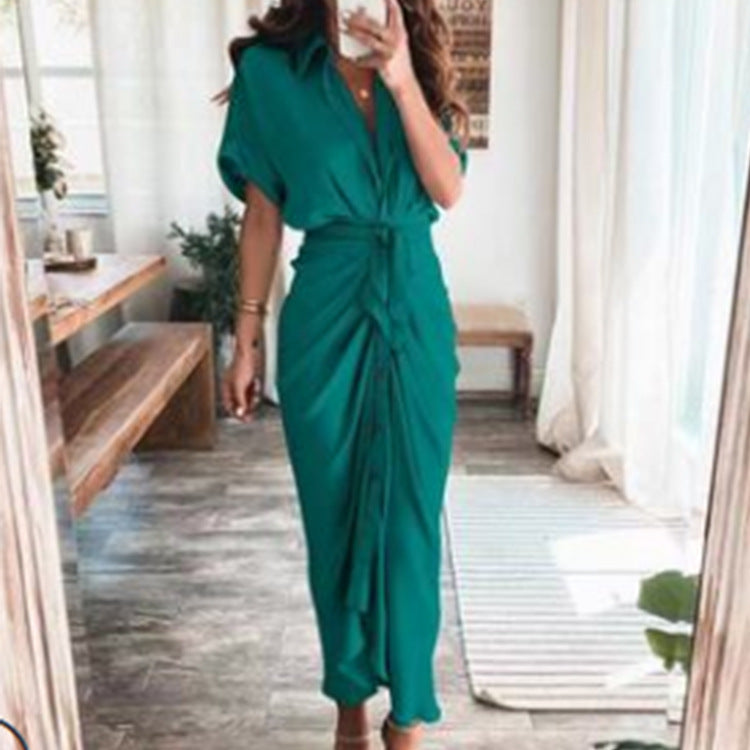 Women's Spring Sexy Print Pleated Irregular Dress Dresses