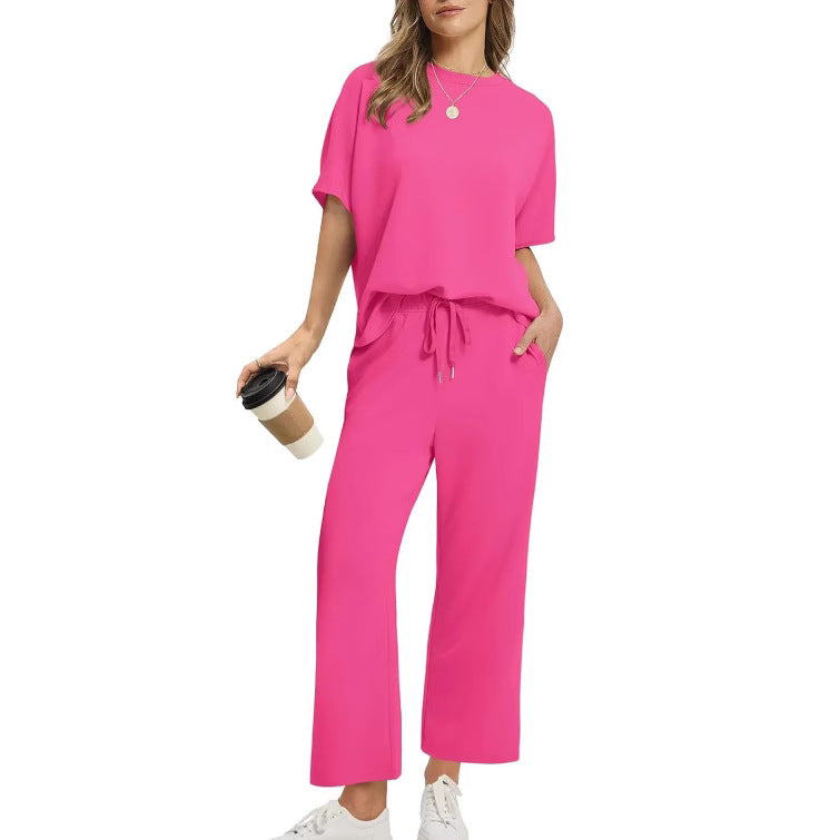 Pretty Popular Women's Short-sleeved Cropped Summer Fashion Casual Suit