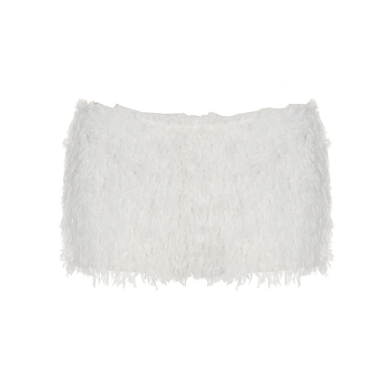 Women's American Hot White Plush Low Waisted Shorts