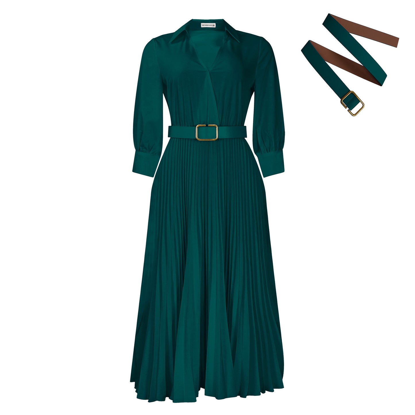 Women's Elegant Long Pleated Fashion Solid Color Dress