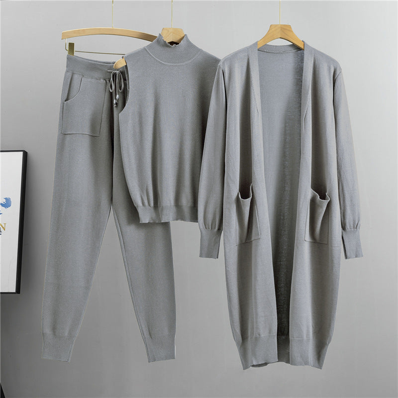 Durable Women's Fashionable Graceful Knitted Three-piece Pants