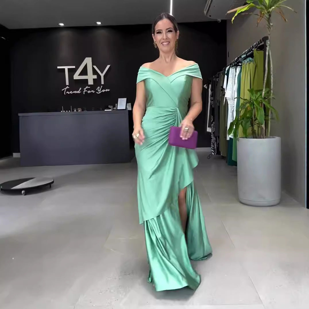 Long Dress Halter Backless Slit Formal Dresses