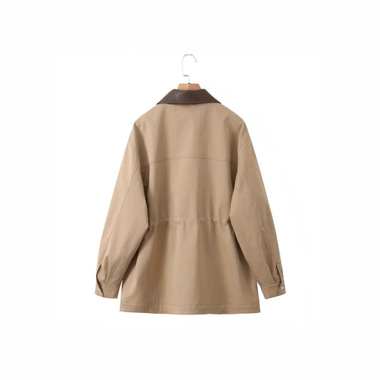 Women's Lapel Loose Waist Overalls Trench Mid-length Coats