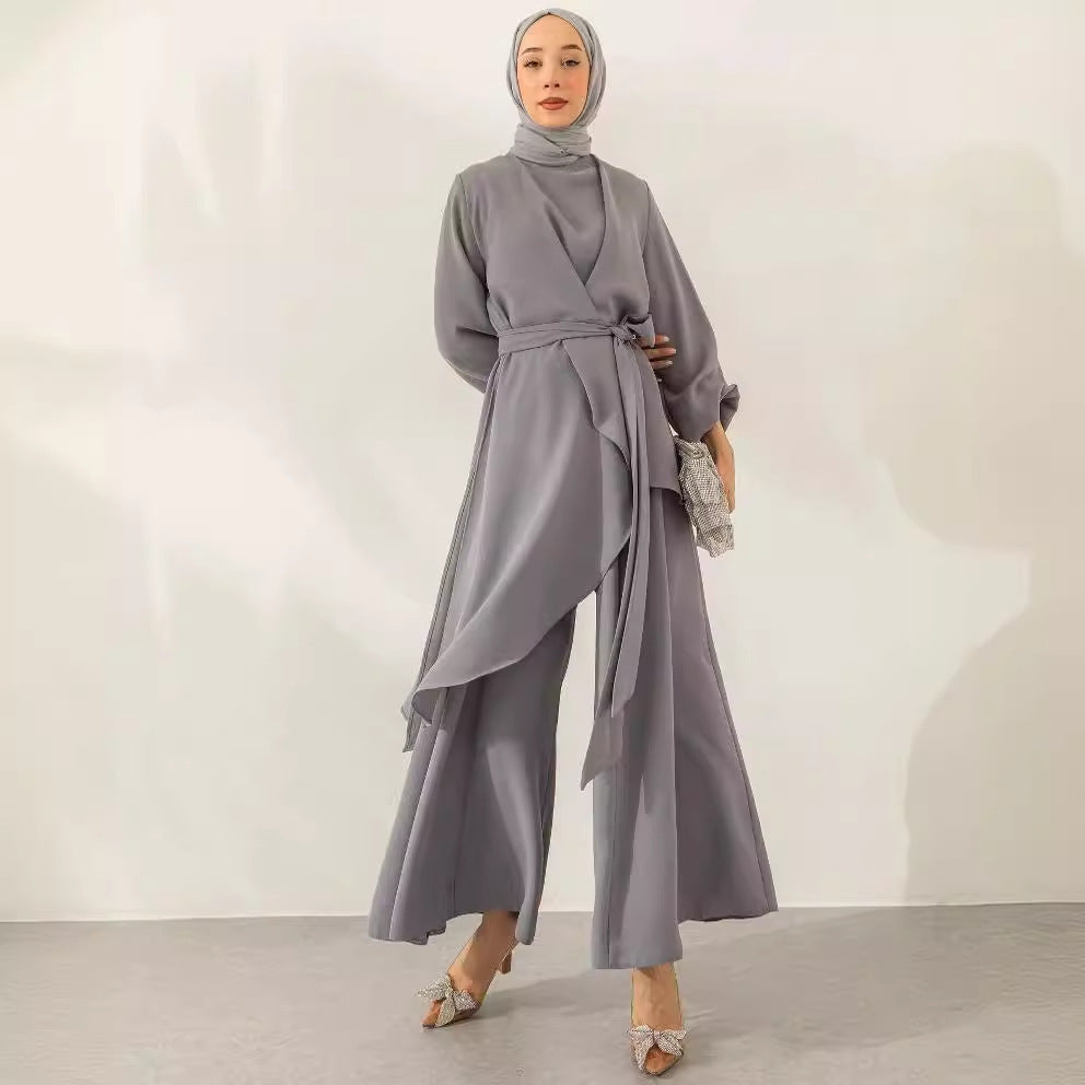 Women's Spring Muslim Style Solid Color Fashion Suits
