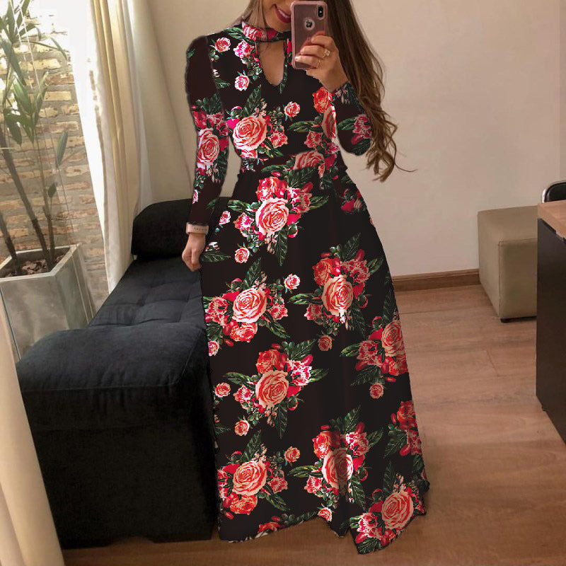 Sexy Fashion Digital Printing Style Large Dress