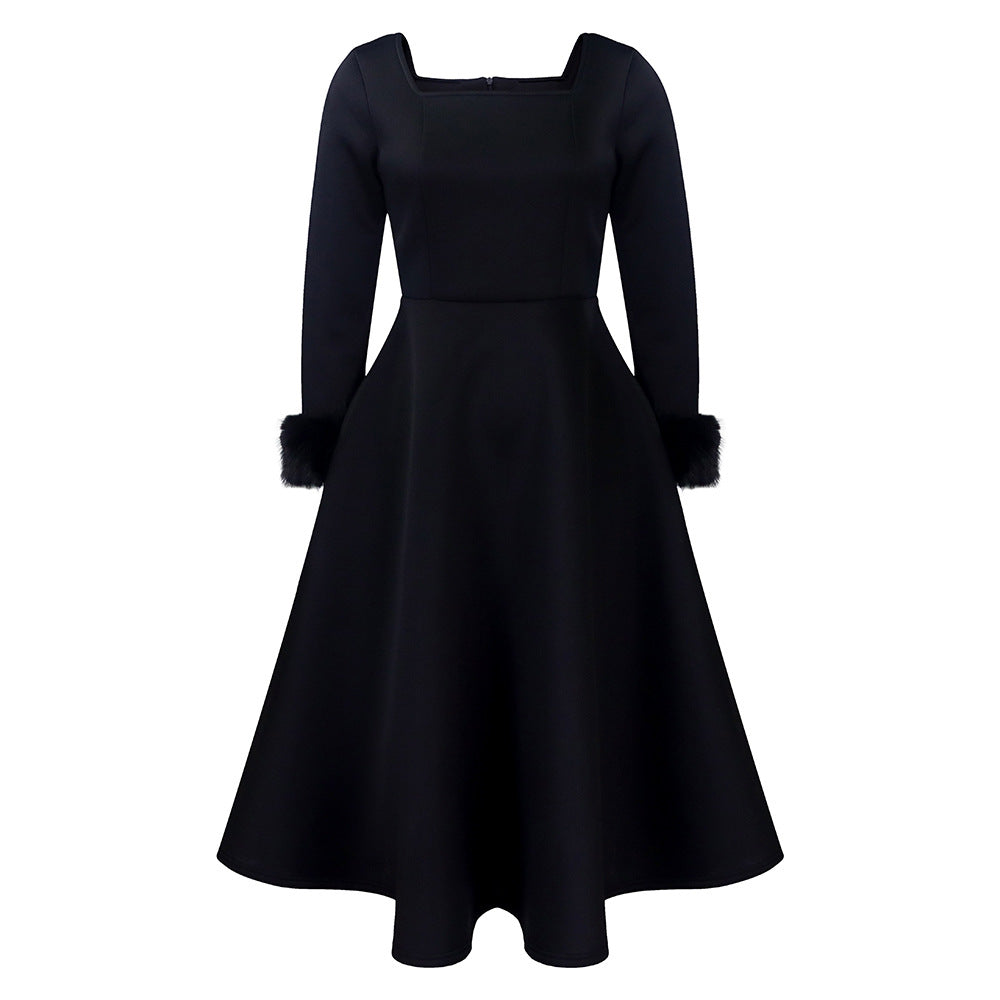 Winter Elegant Plush Decoration Large Dress Dresses