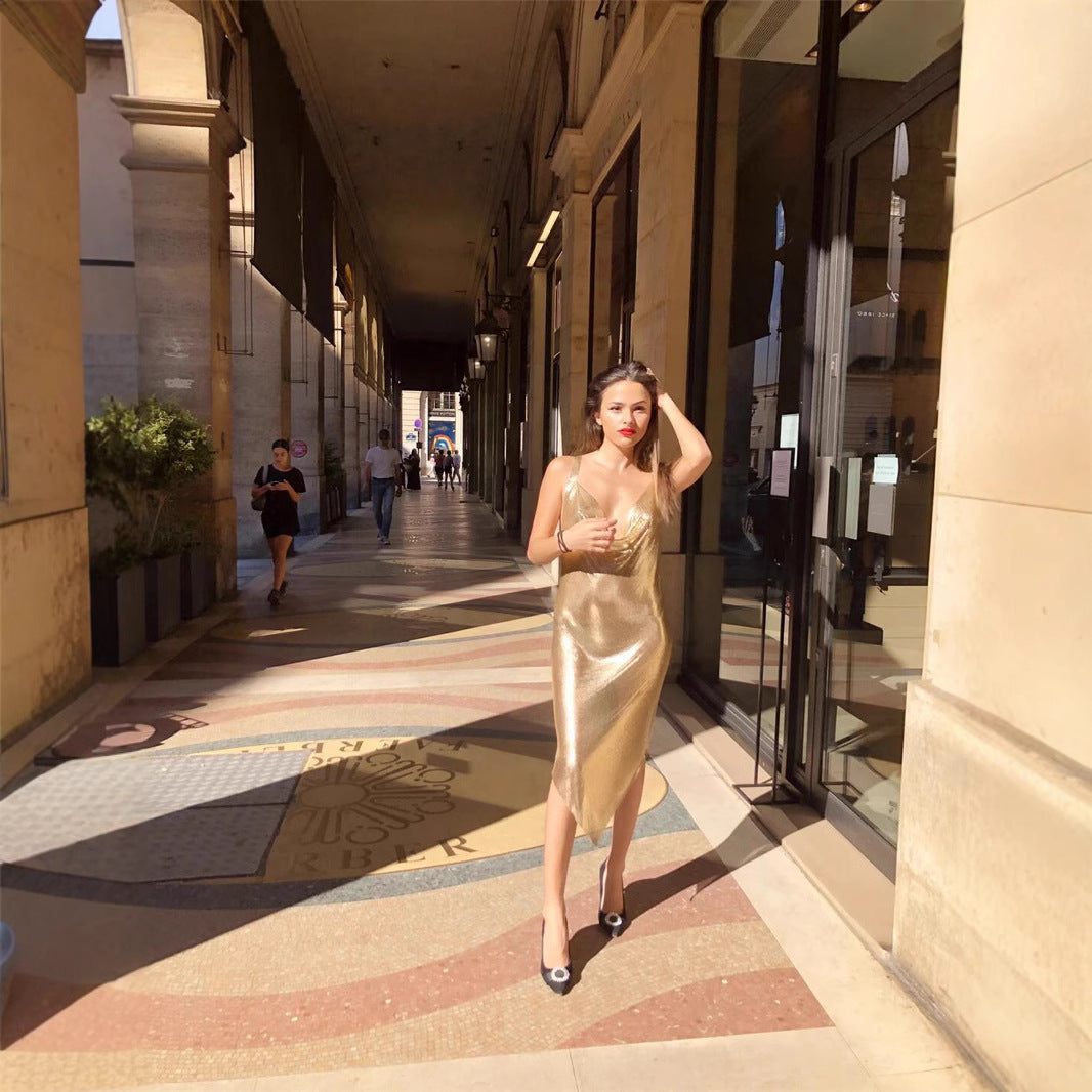 Backless Metal Strap Dress Nightclub Sexy Dresses