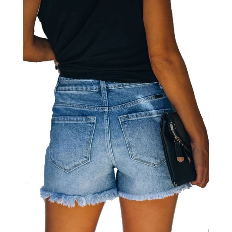 Women's For Workers Denim Four-color Ripped High Jeans