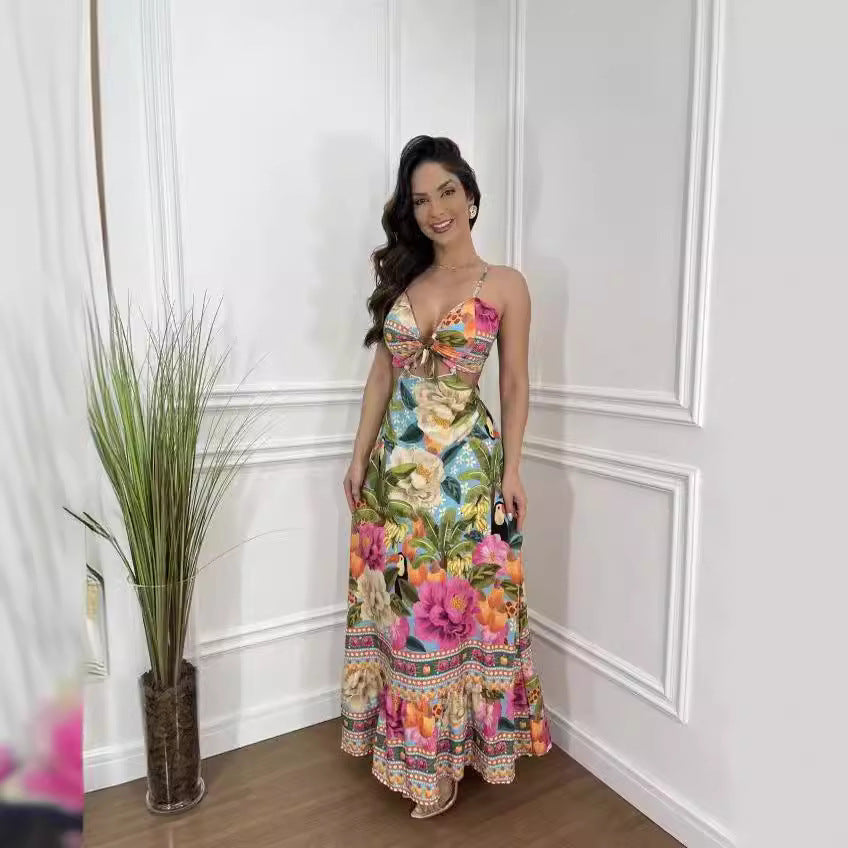 Summer Available Spaghetti Straps Sleeveless Backless Slim Fit Sexy Dress