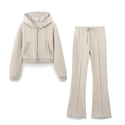 Women's American Sports Style Stitching Decorative Elastic Waist Pants
