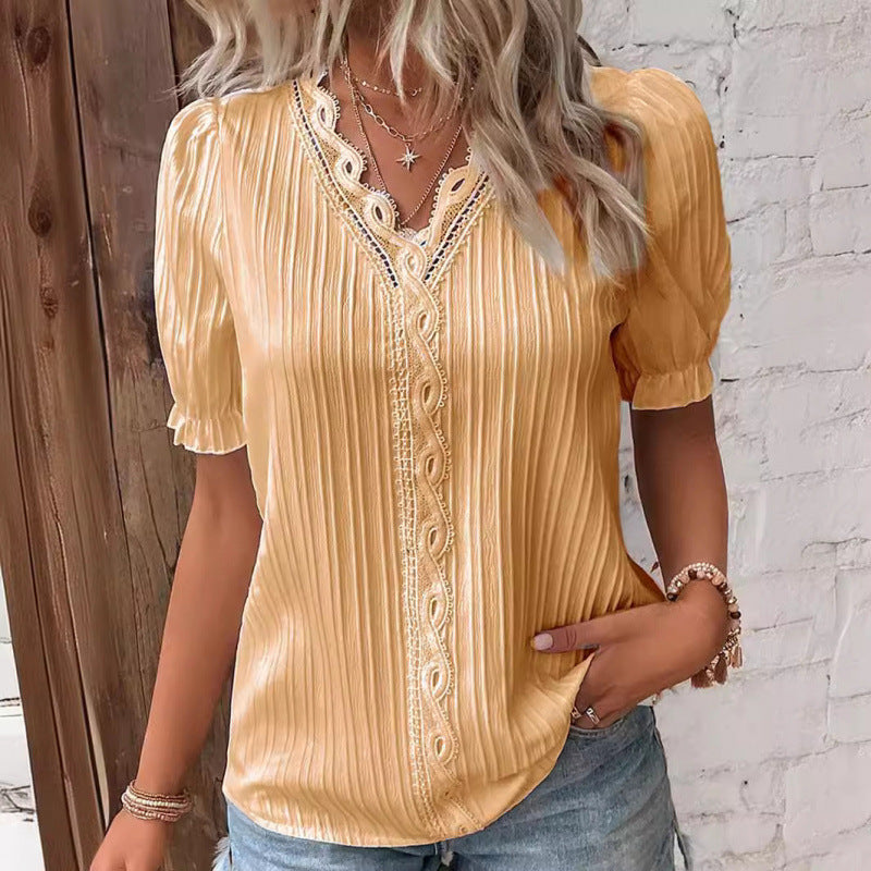 Women's Summer Holiday Fashion Short-sleeved Shirt Blouses