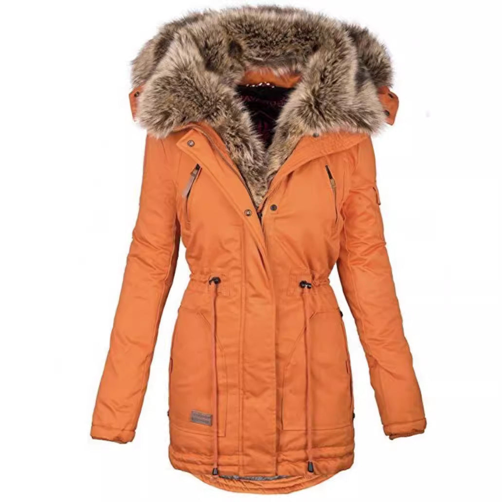 Women's Winter Warm Fur Collar Zipper Hooded Coats