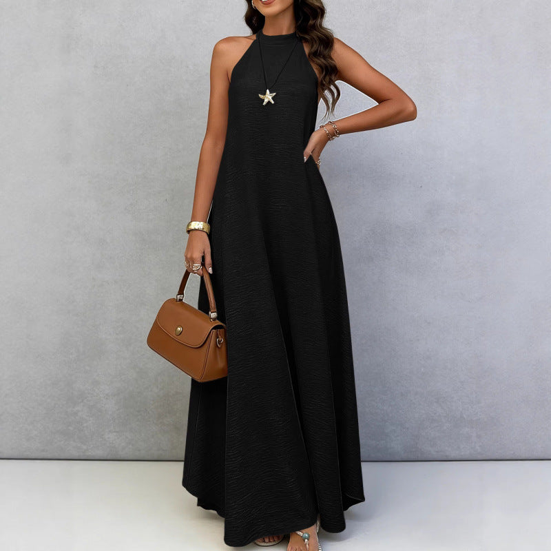 Women's Loose Large Sleeveless Solid Color Wide Hem Vacation Style Long Dress