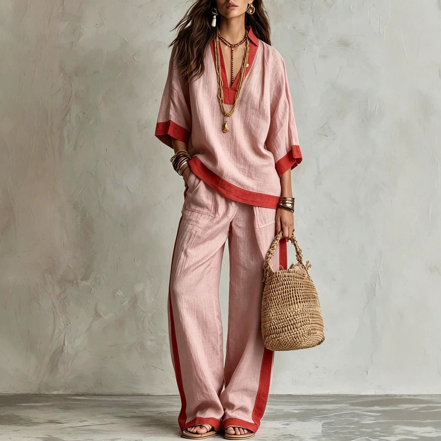 Women's Early Autumn Temperament Commute Contrast Color Fashion Casual Suit