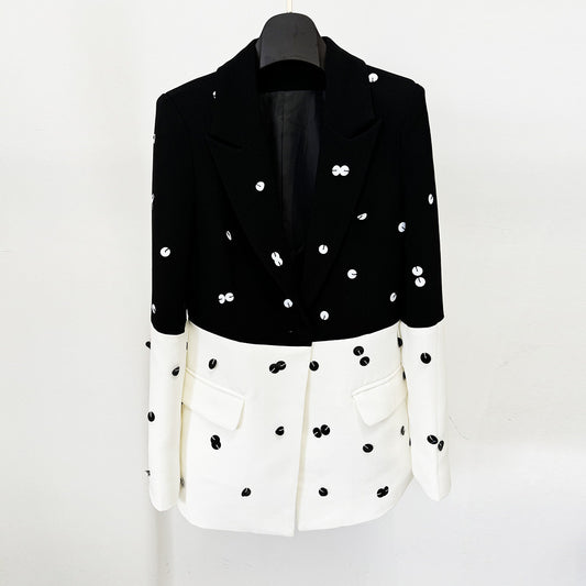 Fashionable Sequins Beaded Color Matching Fishtail Suits