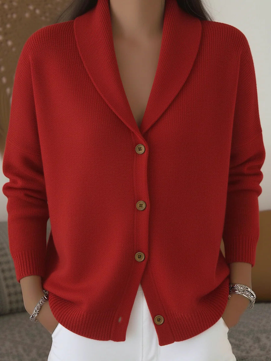 Women's Lazy Style Lapel Button Solid Color Long Cardigans