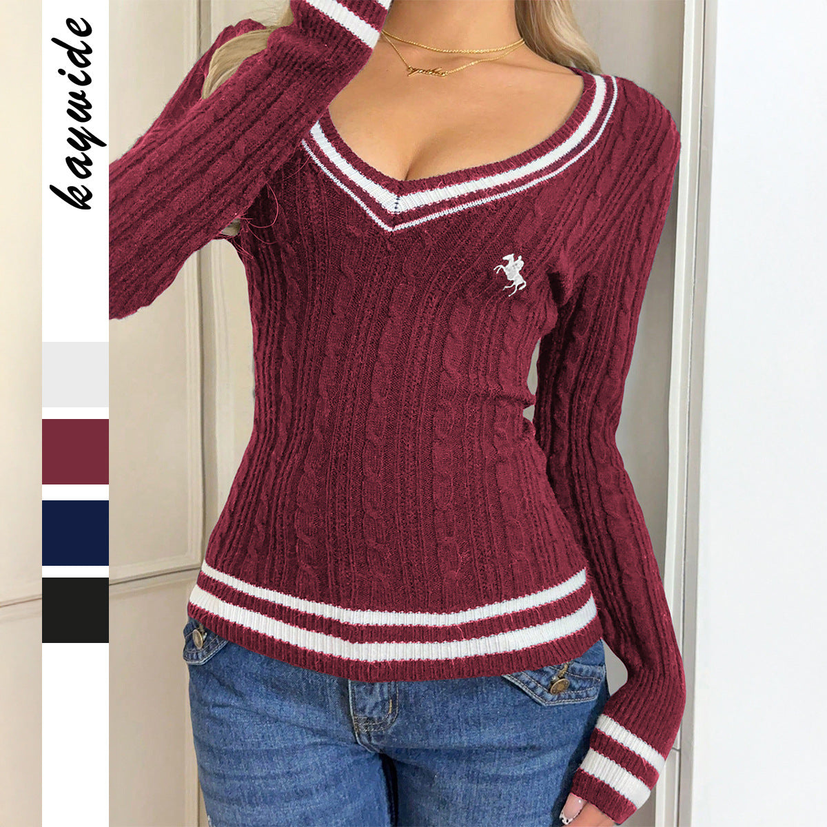 Women's Fashionable Simple Style Long-sleeved Woolen Sweater