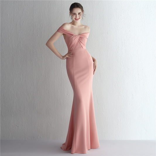Satin Long Dinner Party Slimming Fishtail Car Evening Dresses