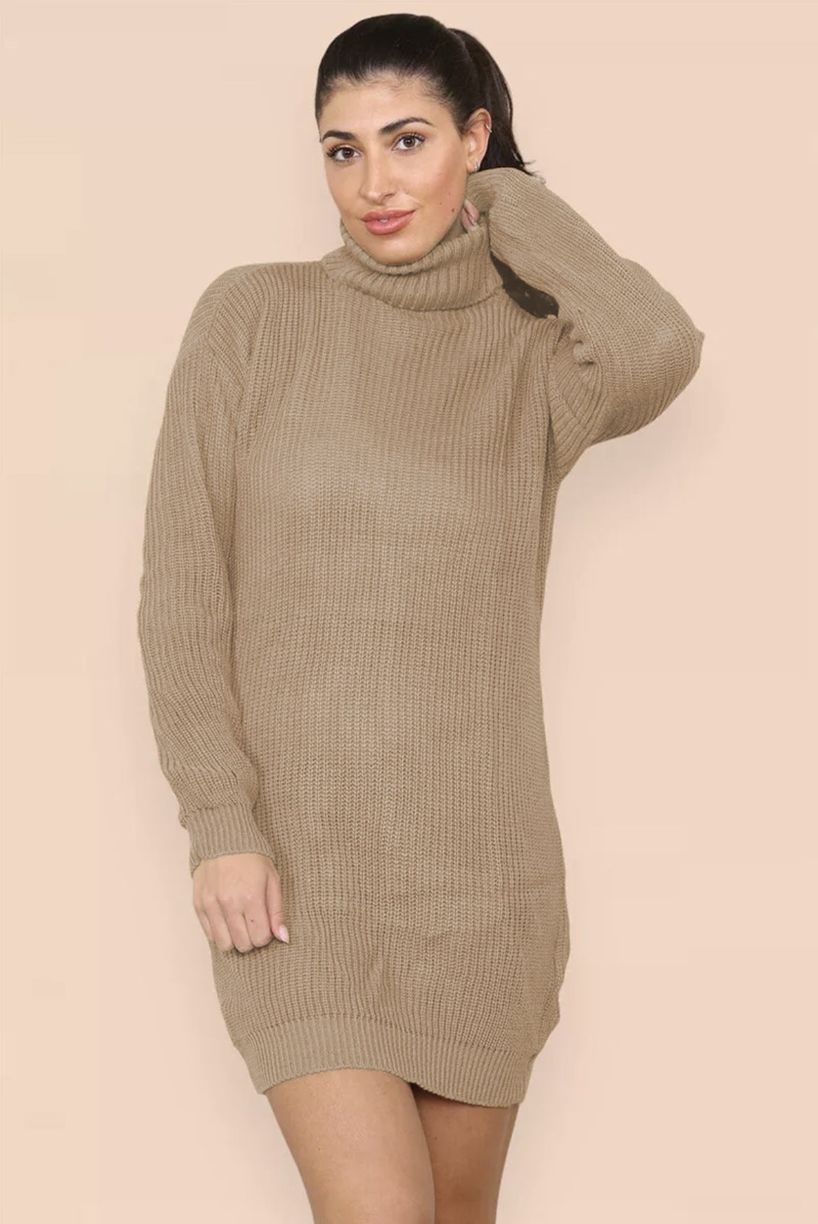 Women's Polo Collar Solid Color Loose Pullover Mid-length Women's Sweater