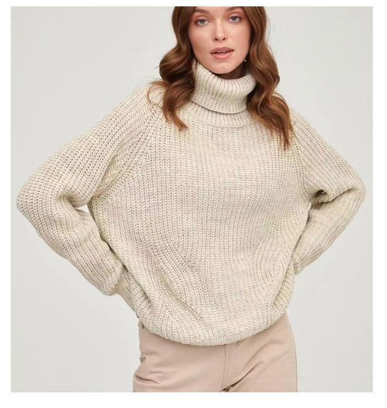 Women's Knitted Loose Thickened Solid Color Casual Sweaters