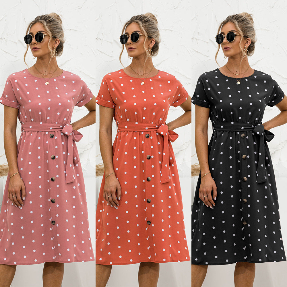 Trendy Summer Popular Polka Dot Breasted Dress