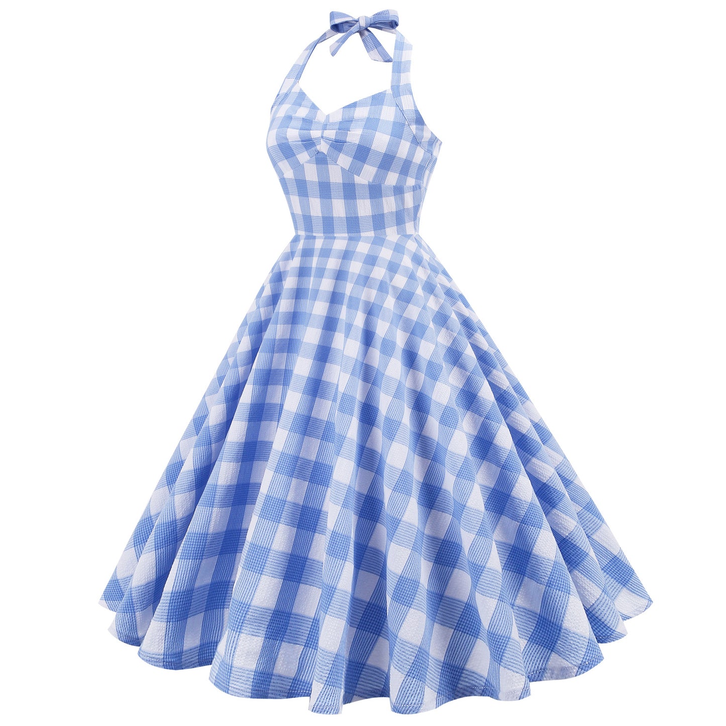 British Lattice Girdle Large Swing Mid-length Dress Dresses