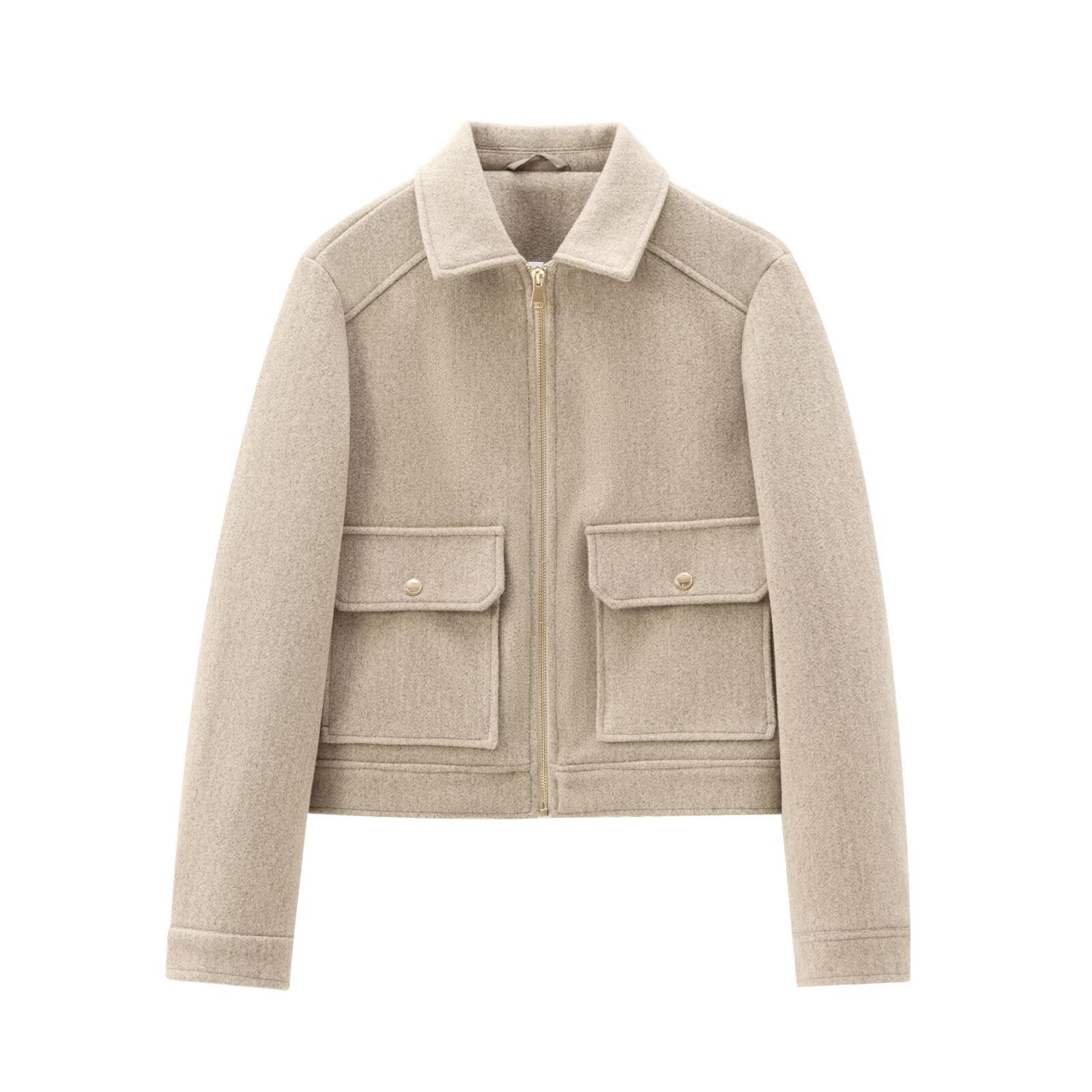 Women's Zipper Ornament Soft Long Sleeve Lapel Coats