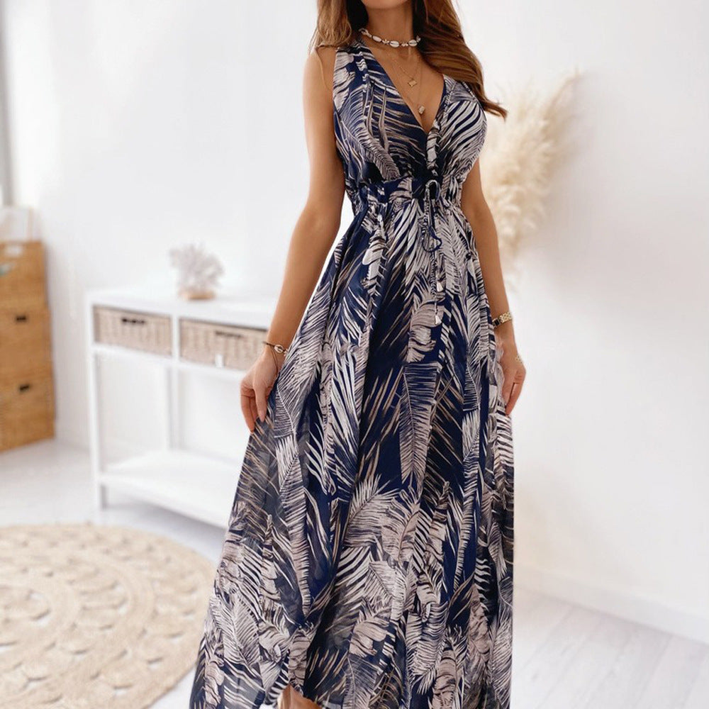 Women's Summer Fashion Floral Backless Sleeveless Dress Dresses