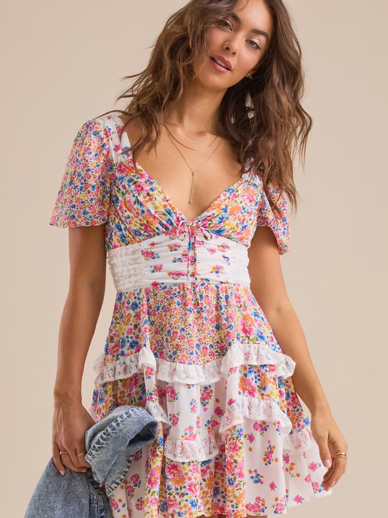 French Retro Blue White Porcelain Floral Dresses