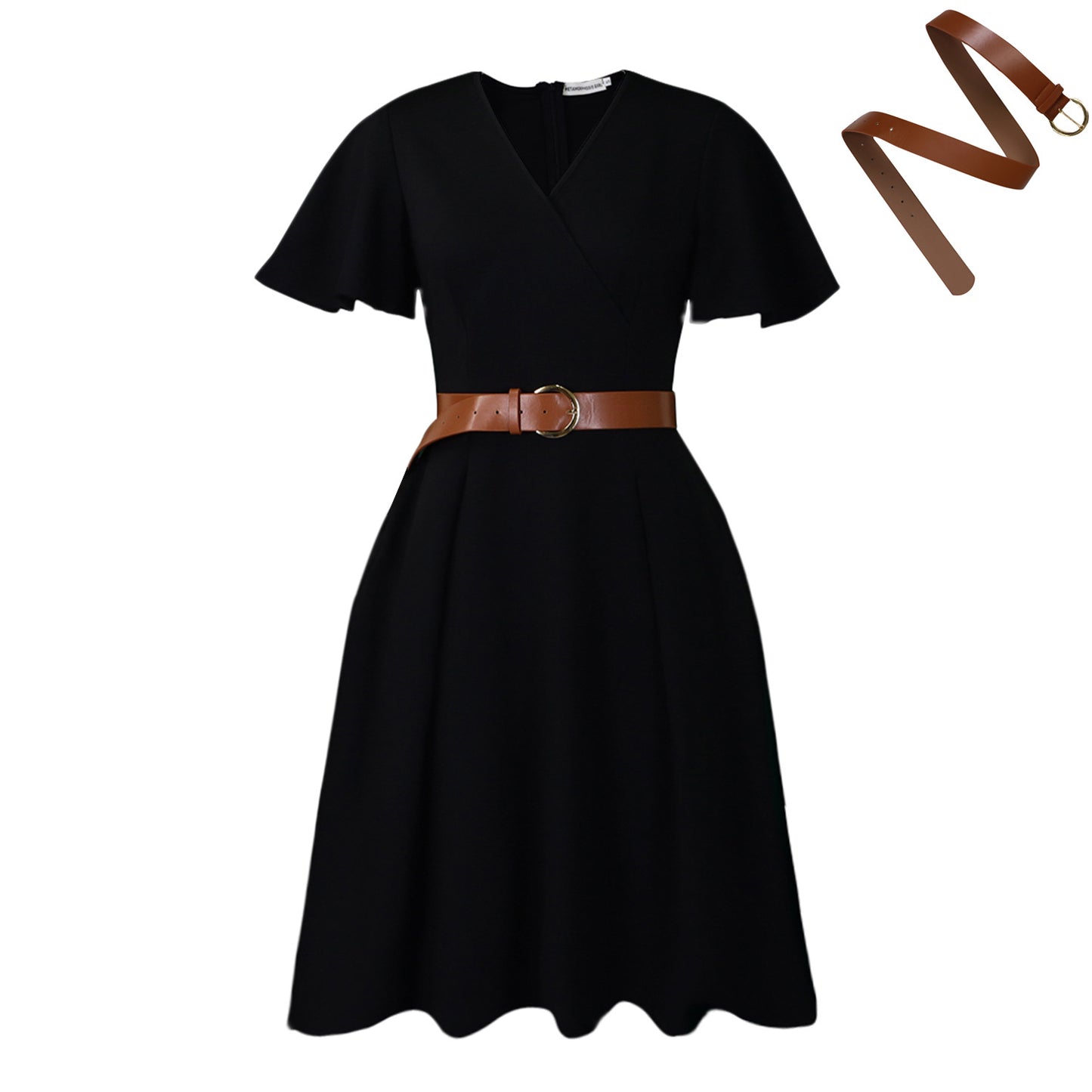 Women's Fashion Elegant Solid Color Flared Sleeves Dress