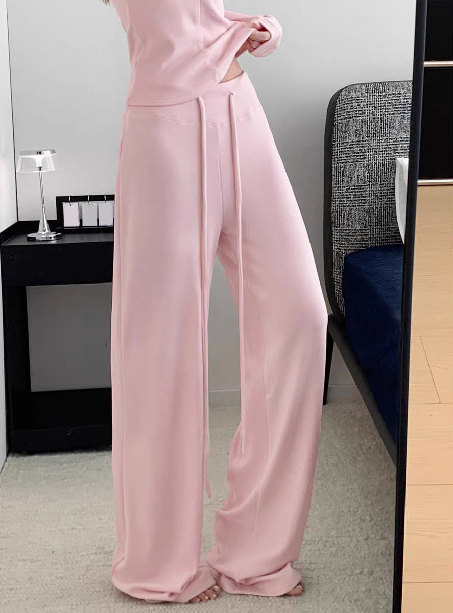Autumn Simple Comfortable Tight-fitting Cinched Single-breasted Drawstring Trousers Suits