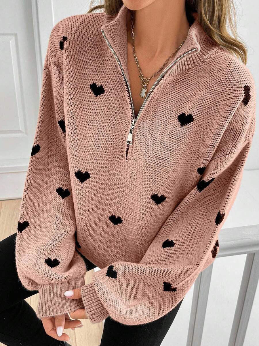 Women's Autumn Knitted Long Sleeve Love Pattern Sweaters