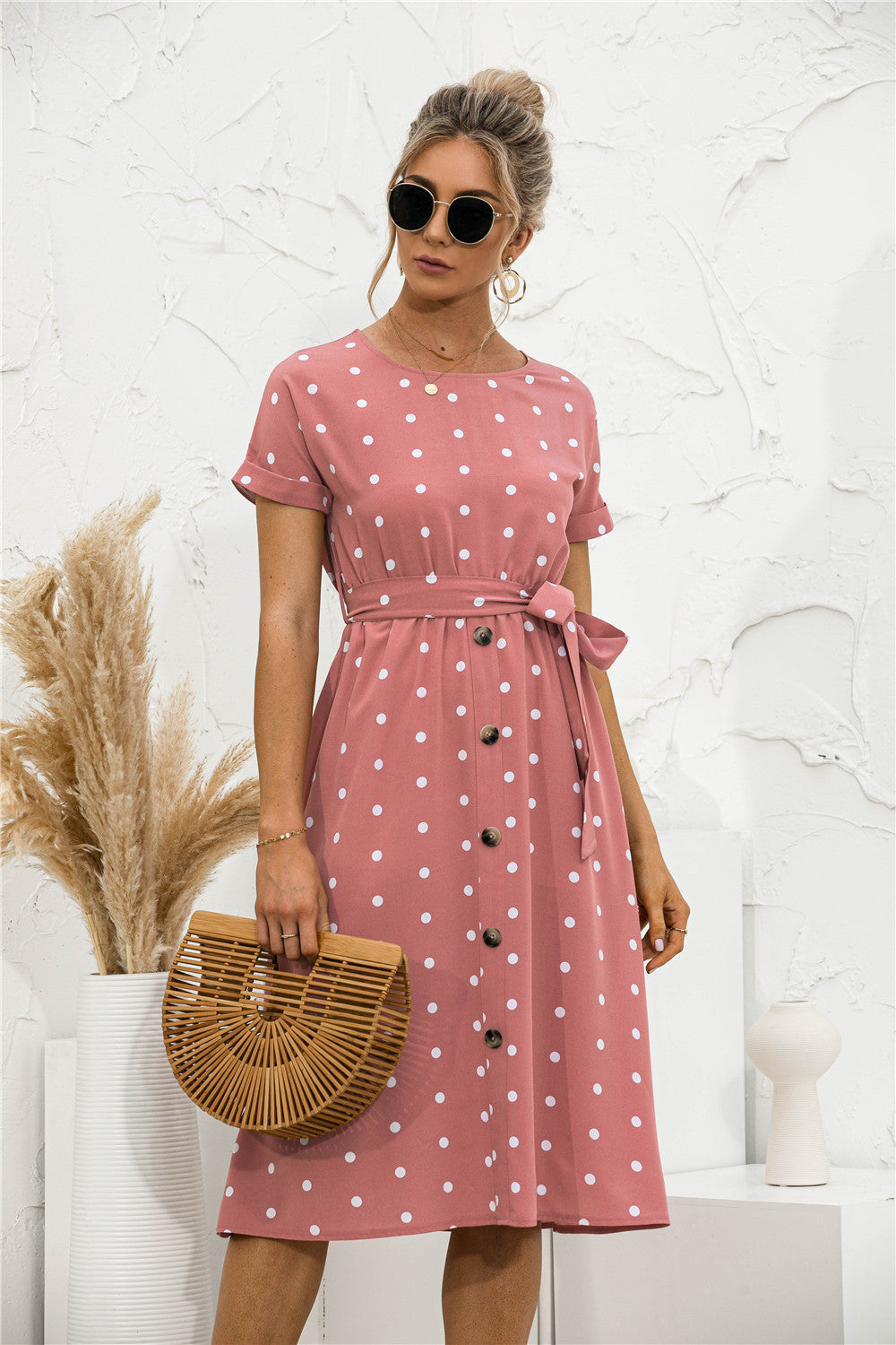 Trendy Summer Popular Polka Dot Breasted Dress