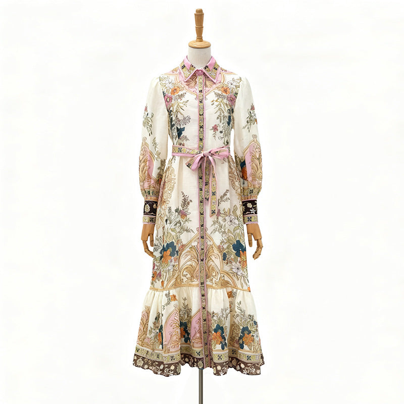 Women's Style Palace Elegant Printed Dress Early Autumn Dresses