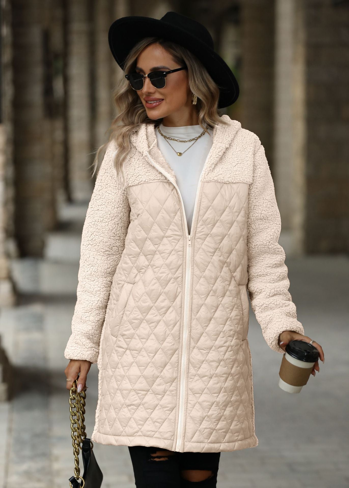 Women's Unique Loose Hooded Zipper Plush Coats