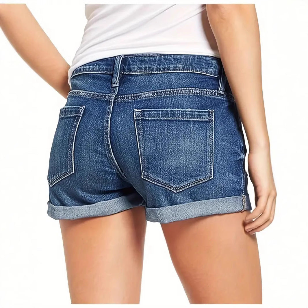 Women's Stretch Ripped Denim Casual High Waist Shorts