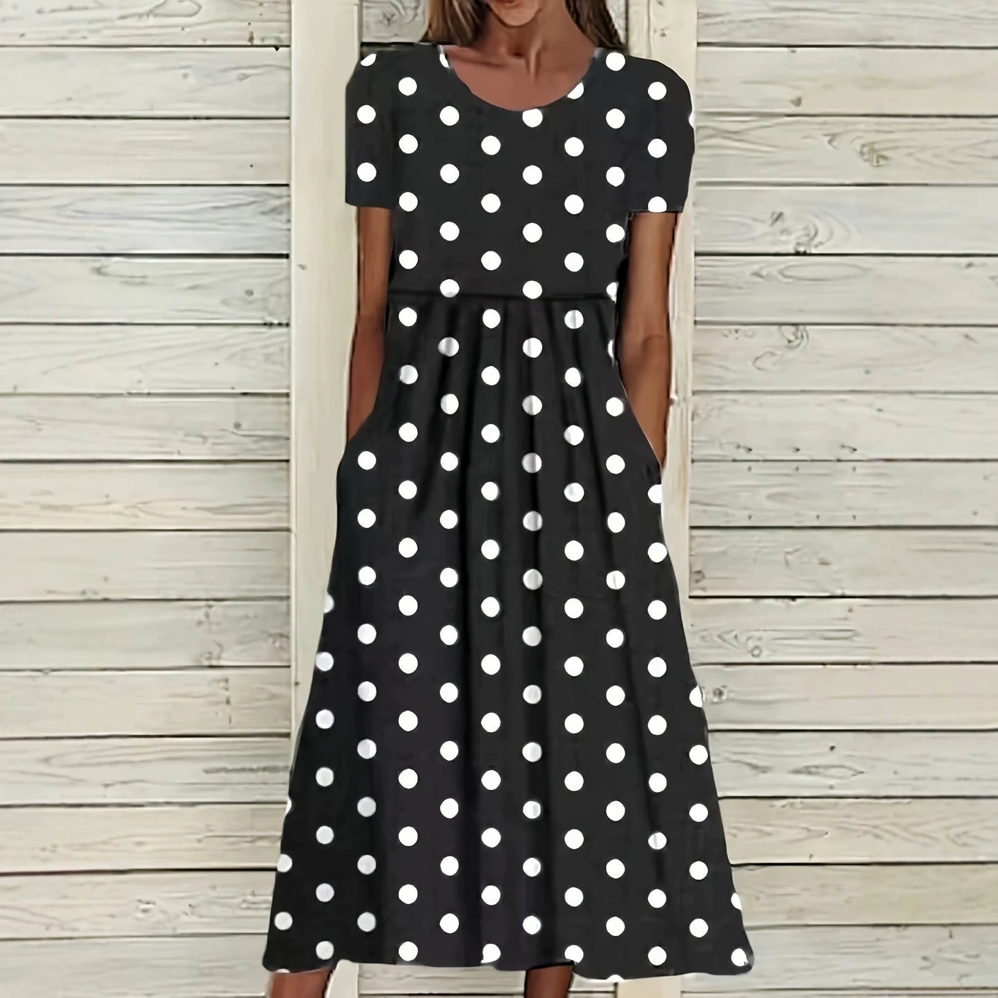 Women's Fashion Casual Round Neck Polka Dot Printed Shorts