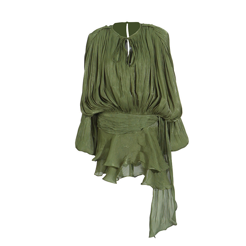 Spring Fashion Small People Pure Want Hollow Pleated Dresses